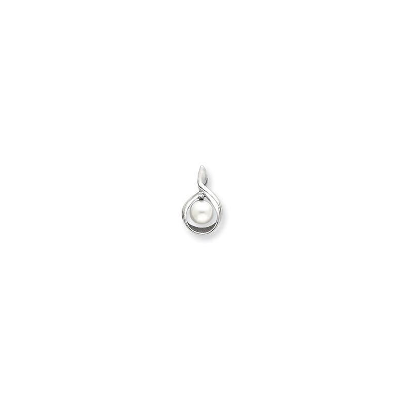 14k White Gold 7mm Freshwater Cultured Pearl VS Diamond pendant - Seattle Gold Grillz