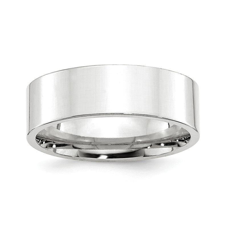 14K White Gold 7mm Standard Flat Comfort Fit Band - Seattle Gold Grillz
