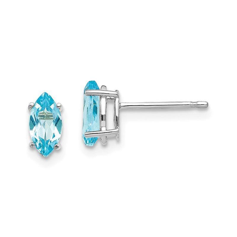 14k White Gold 7x3.5mm Blue Topaz Marquise Stud Earring - Seattle Gold Grillz
