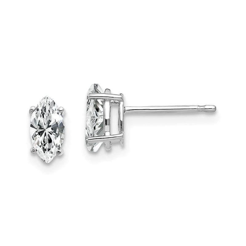 14k White Gold 7x3.5mm CZ Marquise Stud Earring - Seattle Gold Grillz