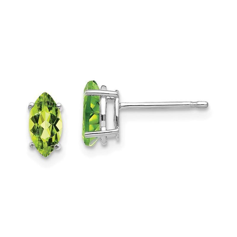 14k White Gold 7x3.5mm Peridot Marquise Stud Earring - Seattle Gold Grillz