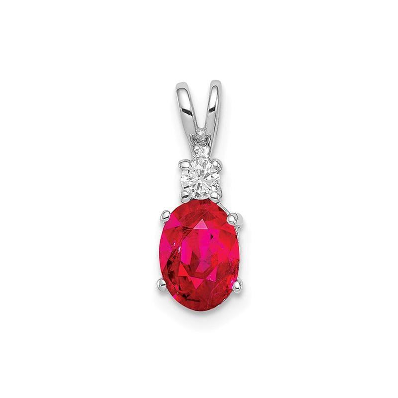 14k White Gold 7x5mm Oval Ruby AAA Diamond pendant - Seattle Gold Grillz