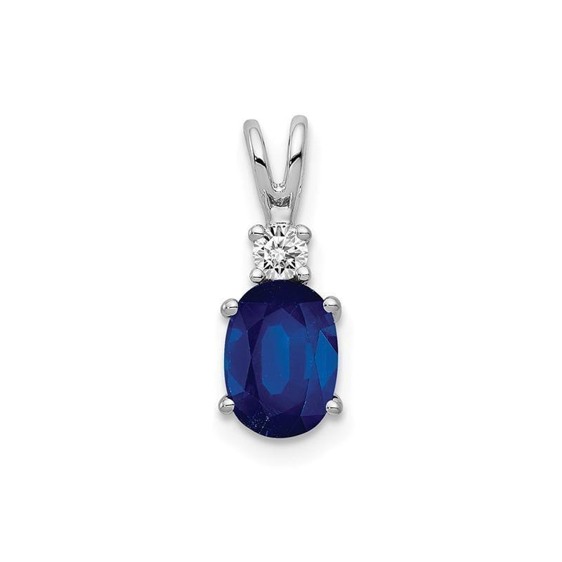 14k White Gold 7x5mm Oval Sapphire A Diamond pendant - Seattle Gold Grillz