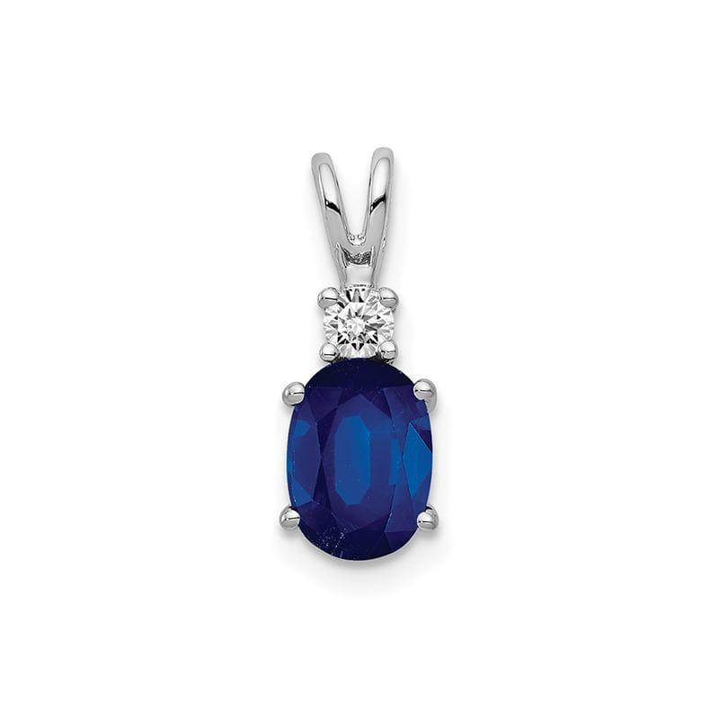 14k White Gold 7x5mm Oval Sapphire VS Diamond pendant - Seattle Gold Grillz