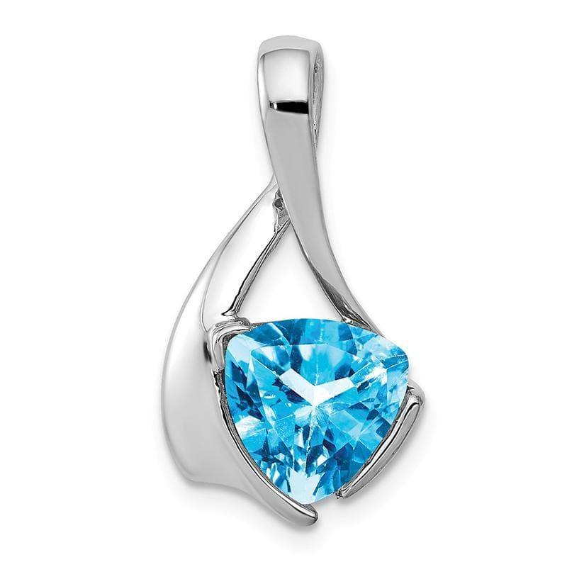 14k White Gold 8mm Blue Topaz pendant - Seattle Gold Grillz