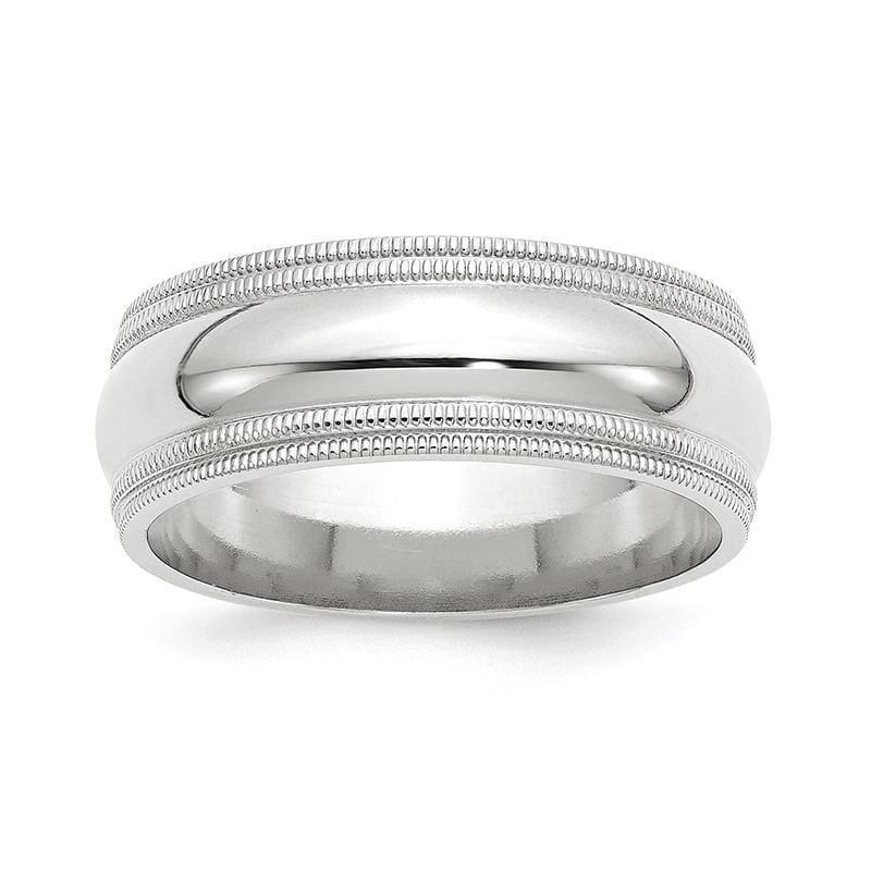 14K White Gold 8mm Double Milgrain Comfort Fit Band - Seattle Gold Grillz