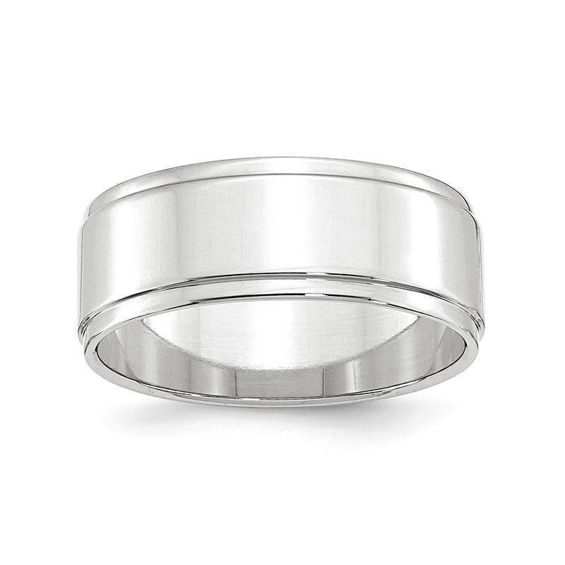 14K White Gold 8mm Flat with Step Edge Band - Seattle Gold Grillz