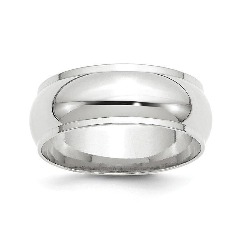 14K White Gold 8mm Half Round with Edge Band - Seattle Gold Grillz