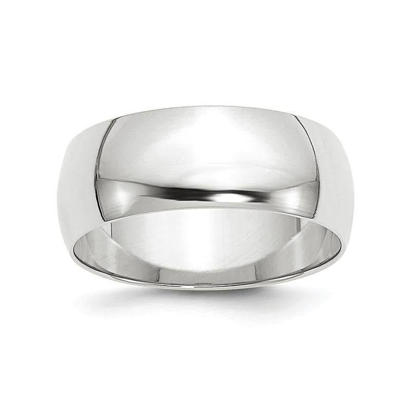 14K White Gold 8mm Lightweight Half Round Band - Seattle Gold Grillz