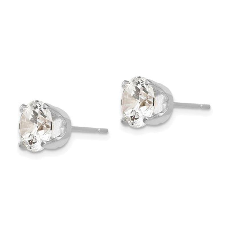 14k White Gold 8mm Round Stud Earring Mounting w-backs - Seattle Gold Grillz