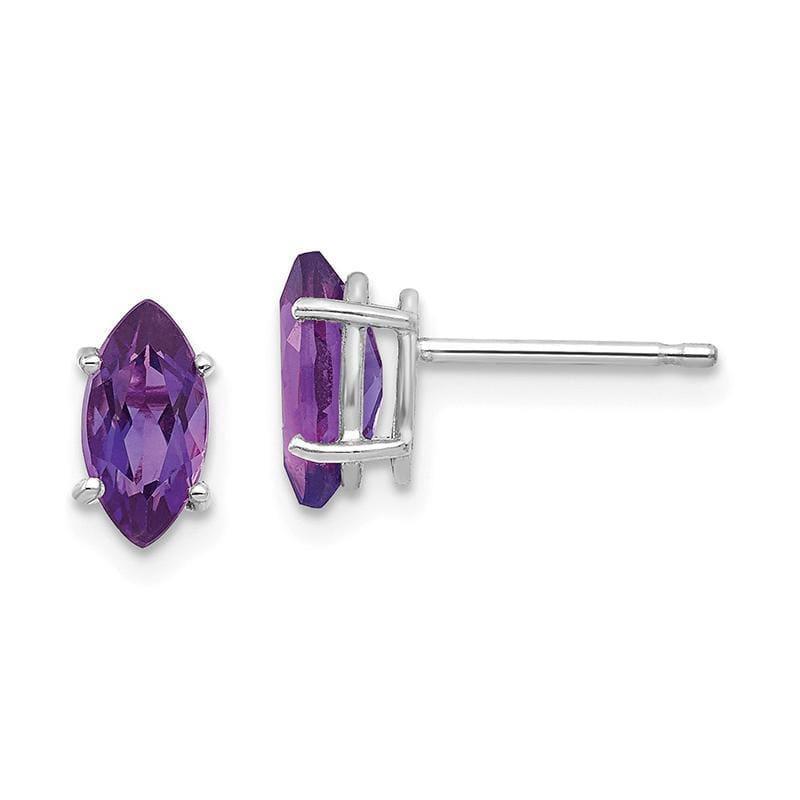 14k White Gold 8x4mm Amethyst Marquise Stud Earring - Seattle Gold Grillz