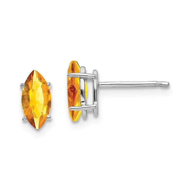 14k White Gold 8x4mm Citrine Marquise Stud Earring - Seattle Gold Grillz