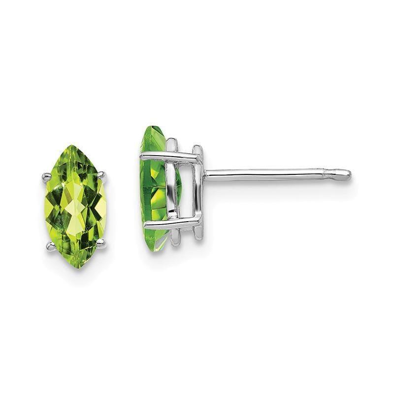 14k White Gold 8x4mm Peridot Marquise Stud Earring - Seattle Gold Grillz