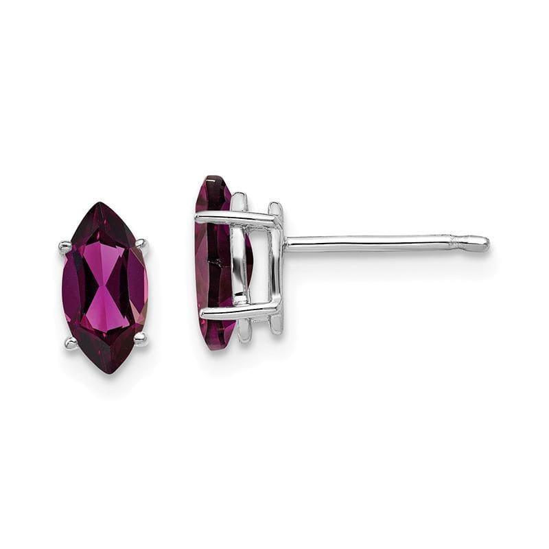 14k White Gold 8x4mm Rhodolite Garnet Marquise Stud Earring - Seattle Gold Grillz