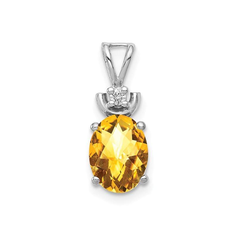 14k White Gold 8x6mm Oval Citrine Checker AAA Diamond pendant - Seattle Gold Grillz