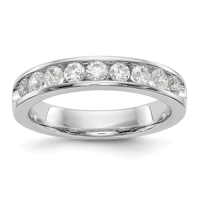 14K White Gold 9-Stone Diamond Channel Band - Seattle Gold Grillz