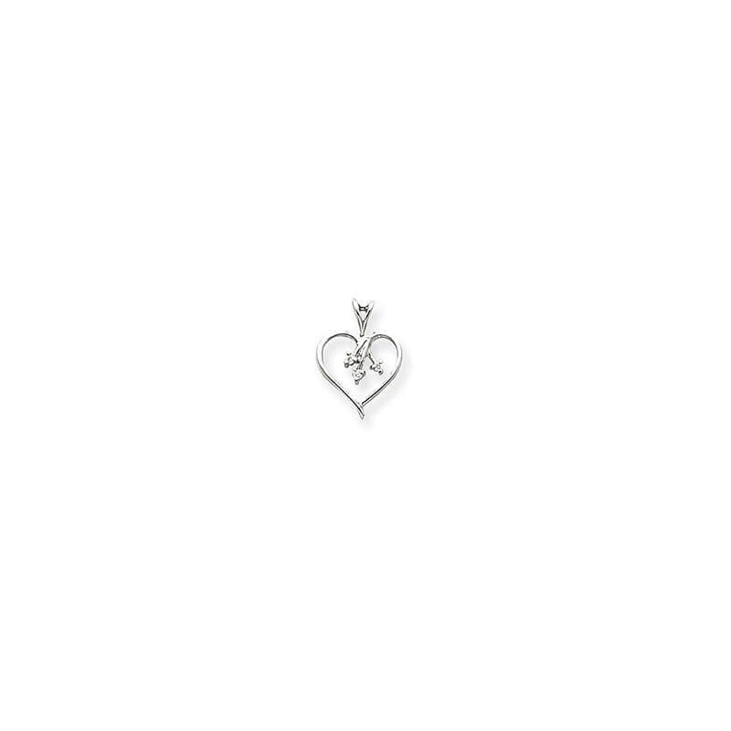 14k White Gold A Diamond heart pendant - Seattle Gold Grillz