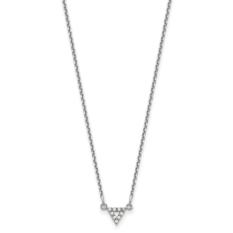 14k White Gold A Quality Diamond 6mm Triangle Necklace - Seattle Gold Grillz