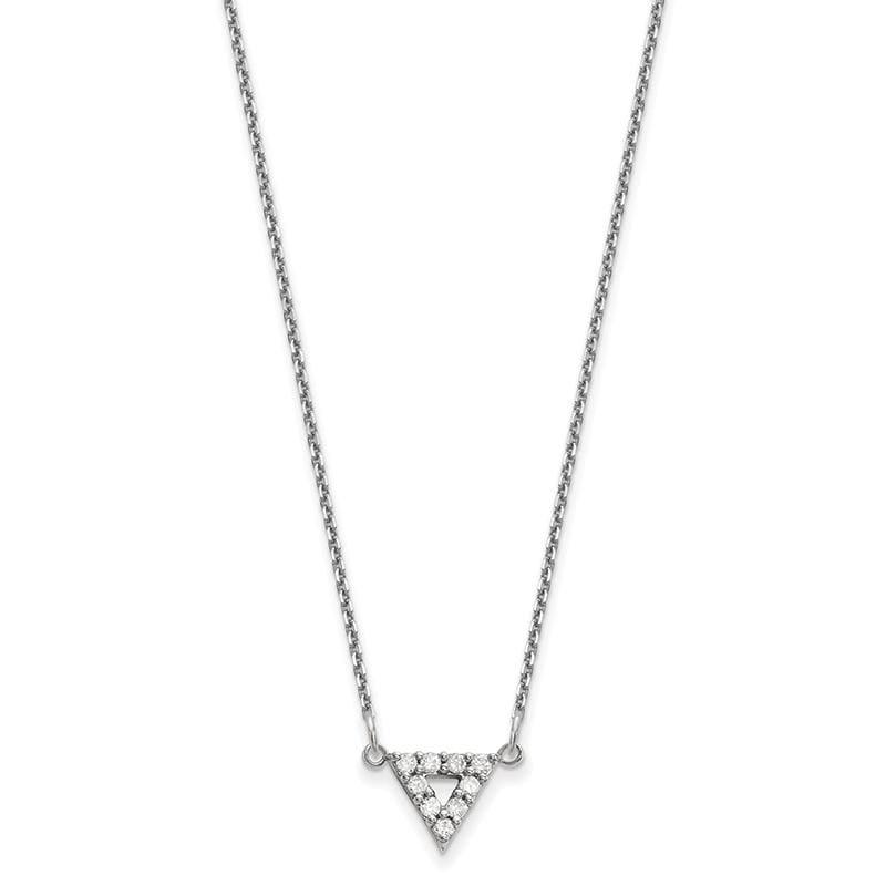 14k White Gold AA Quality Diamond 9mm Triangle Necklace - Seattle Gold Grillz