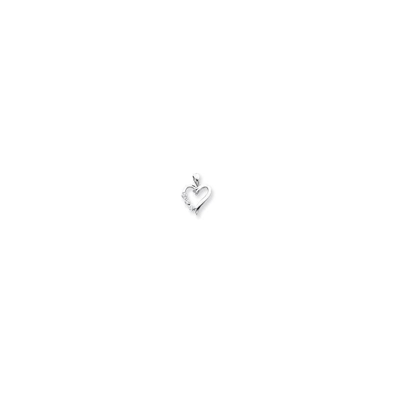14k White Gold AAA Diamond heart pendant - Seattle Gold Grillz