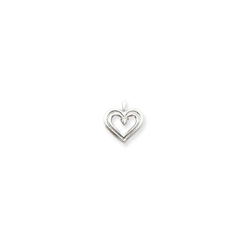 14k White Gold AAA Diamond heart pendant - Seattle Gold Grillz