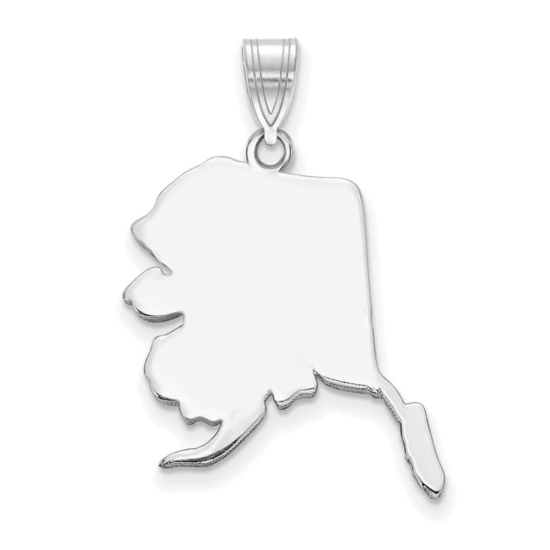14k White Gold Alaska State Pendant - Seattle Gold Grillz