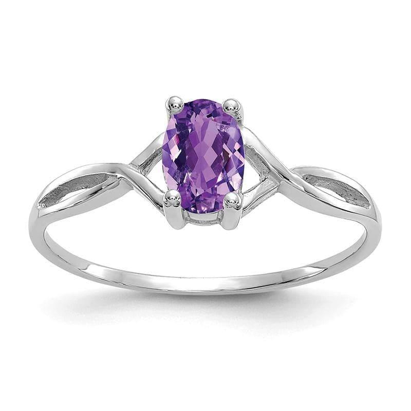 14k White Gold Amethyst Birthstone Ring - Seattle Gold Grillz