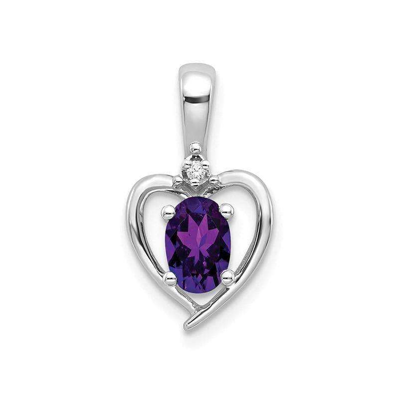 14k White Gold Amethyst Diamond Pendant - Seattle Gold Grillz