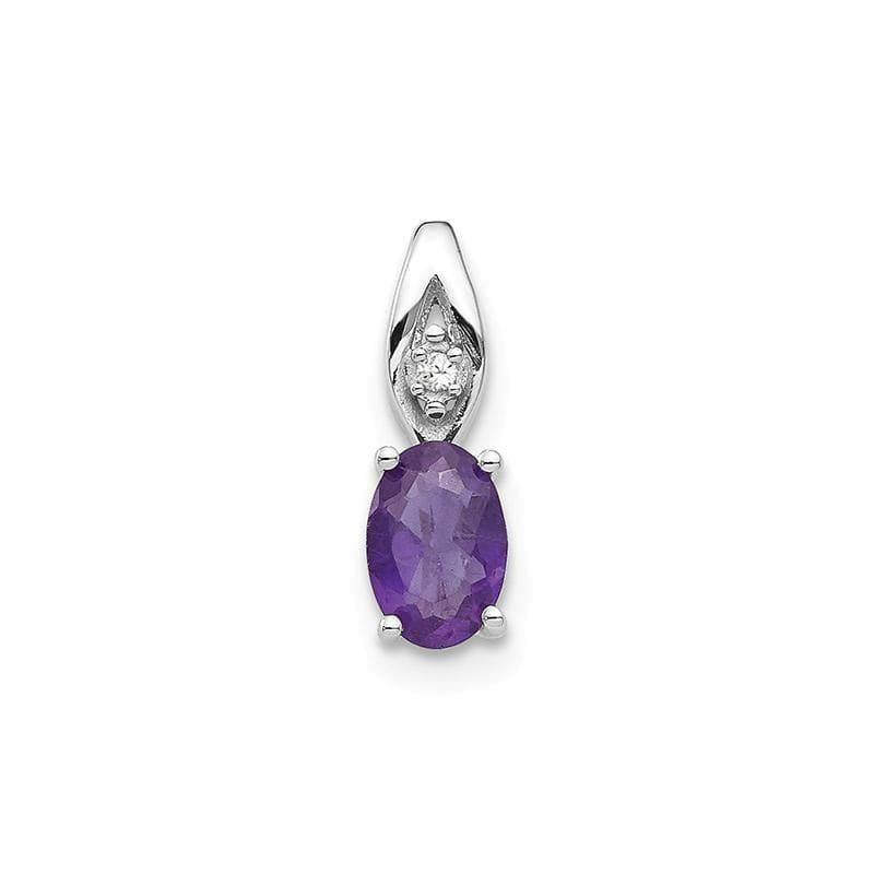 14k White Gold Amethyst Diamond Pendant - Seattle Gold Grillz