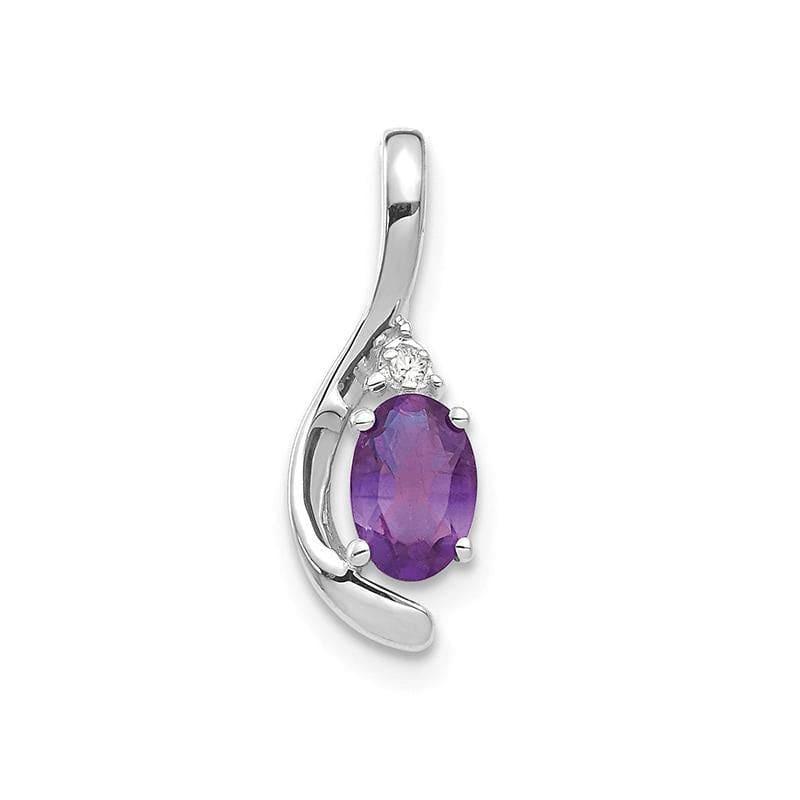 14k White Gold Amethyst Diamond Pendant - Seattle Gold Grillz