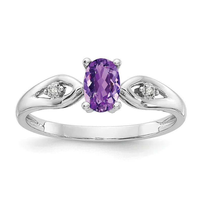 14k White Gold Amethyst Diamond Ring - Seattle Gold Grillz