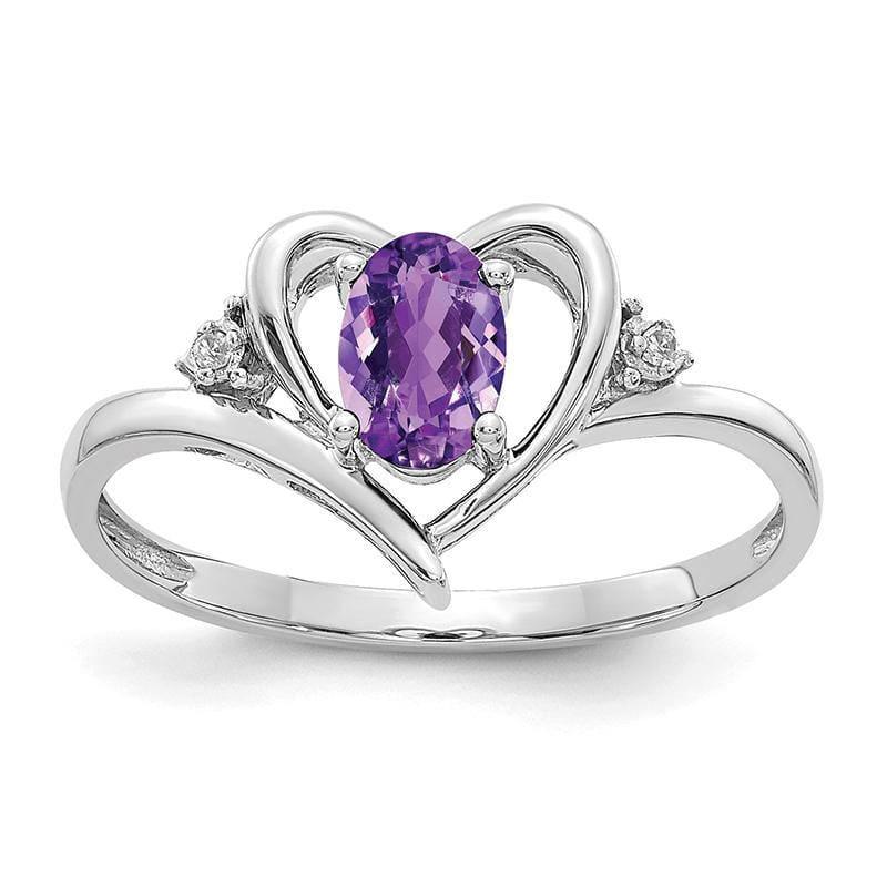 14k White Gold Amethyst Diamond Ring - Seattle Gold Grillz