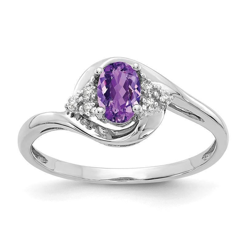 14k White Gold Amethyst Diamond Ring - Seattle Gold Grillz