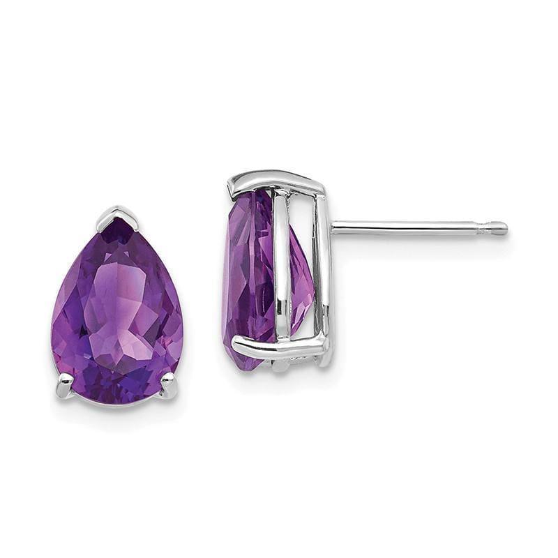 14k White Gold Amethyst Pear Stud Earrings - Seattle Gold Grillz