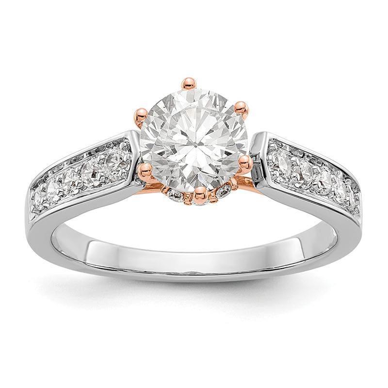 14K White Gold & Rose Diamond Semi-Mount Engagement Ring - Seattle Gold Grillz