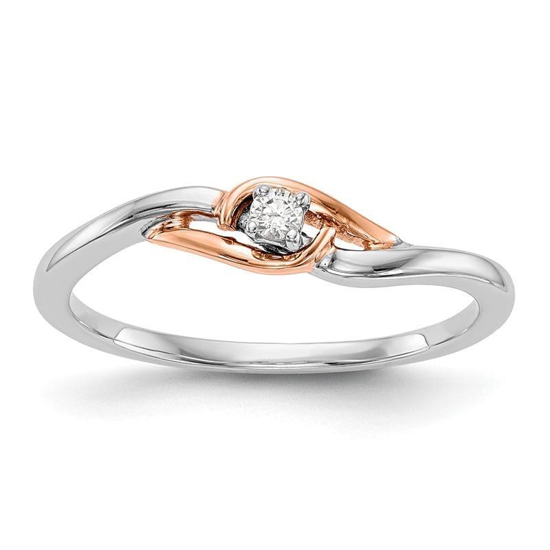 14K White Gold & Rose Gold Comp. Diamond Promise-Engagement Ring - Seattle Gold Grillz