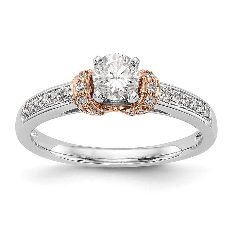 14K White Gold & Rose Gold Diamond Peg Set Engagement Ring - Seattle Gold Grillz