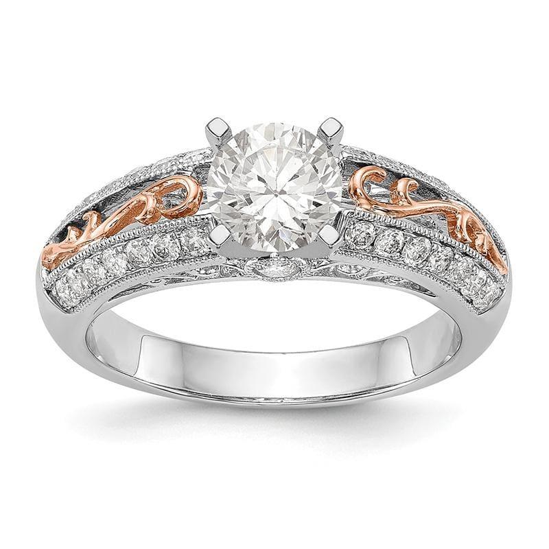 14K White Gold & Rose Gold Diamond Peg Set Engagement Ring - Seattle Gold Grillz