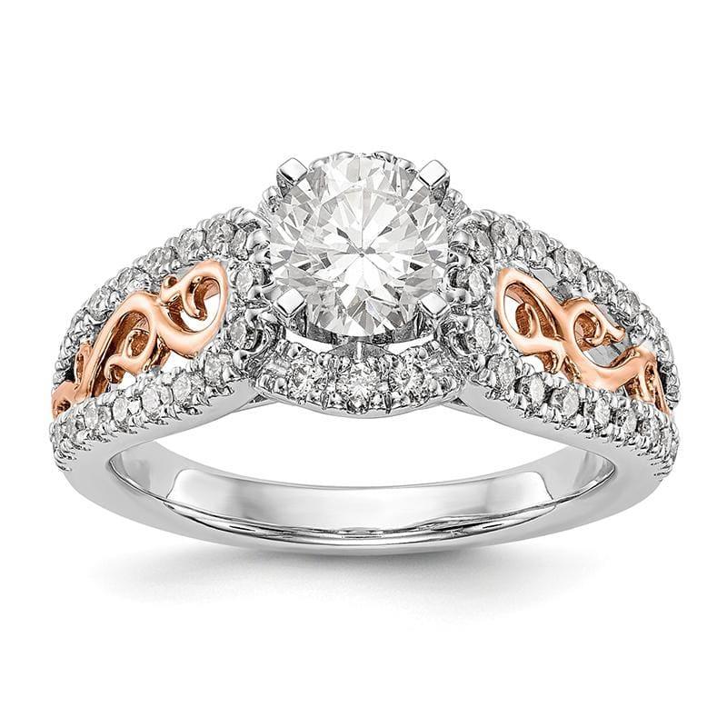 14k White Gold & Rose Gold Peg Set Diamond Engagement Ring - Seattle Gold Grillz