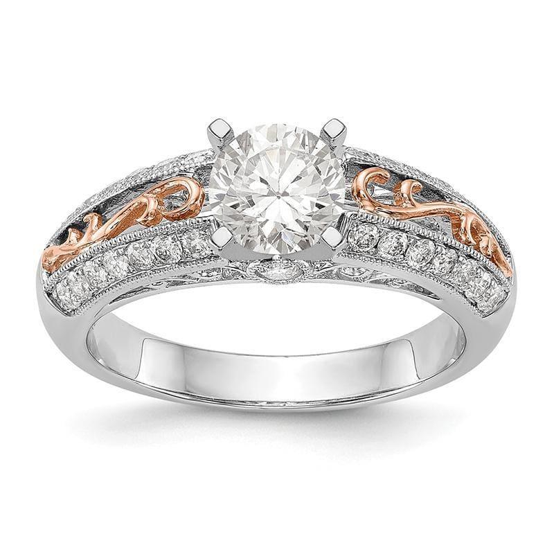 14K White Gold & Rose Gold Peg Set Engagement Ring Mounting - Seattle Gold Grillz