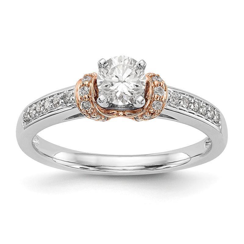 14K White Gold & Rose Gold Peg Set Engagement Ring Mounting - Seattle Gold Grillz
