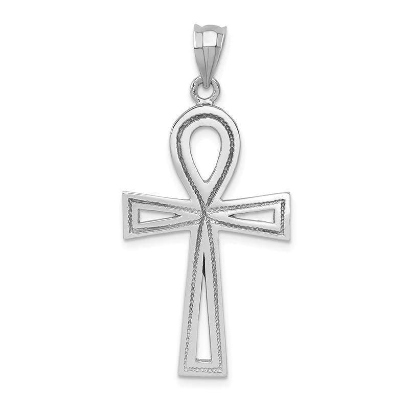 14k White Gold Ankh Cross Pendant - Seattle Gold Grillz