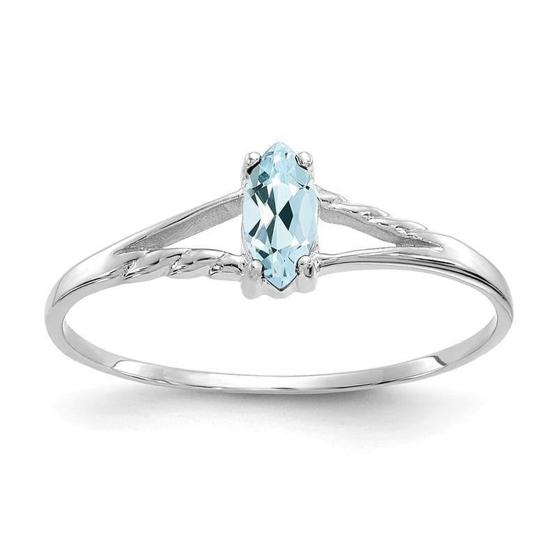 14k White Gold Aquamarine Birthstone Ring - Seattle Gold Grillz