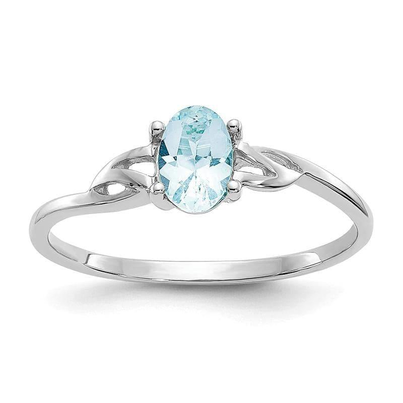 14k White Gold Aquamarine Birthstone Ring - Seattle Gold Grillz