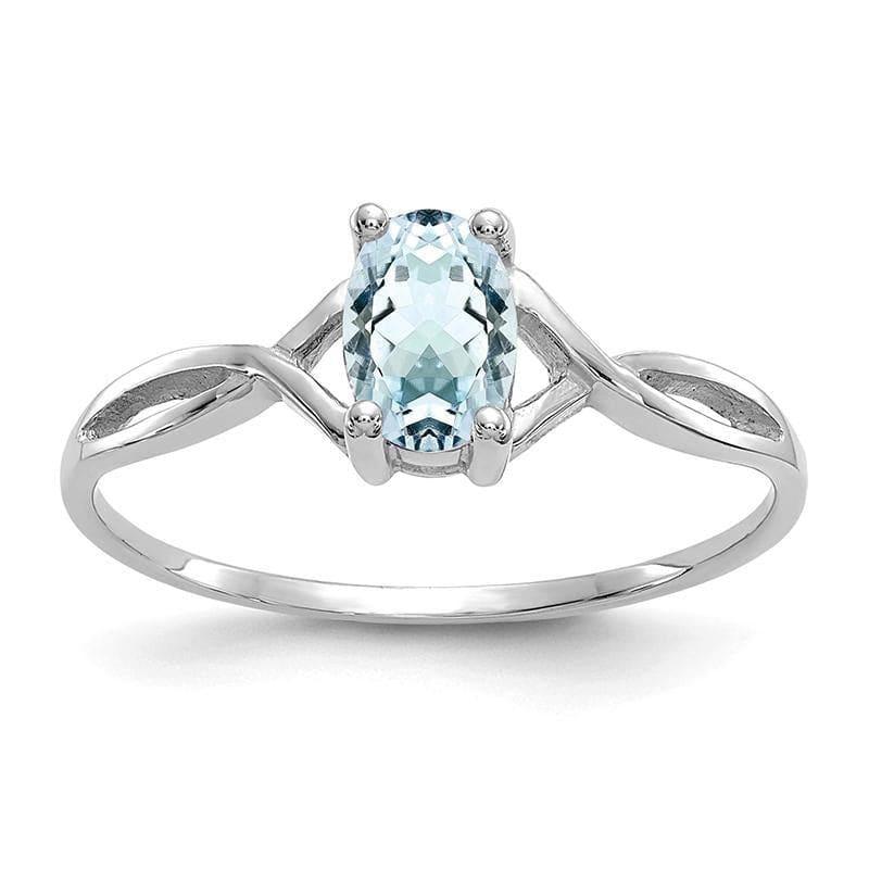 14k White Gold Aquamarine Birthstone Ring - Seattle Gold Grillz