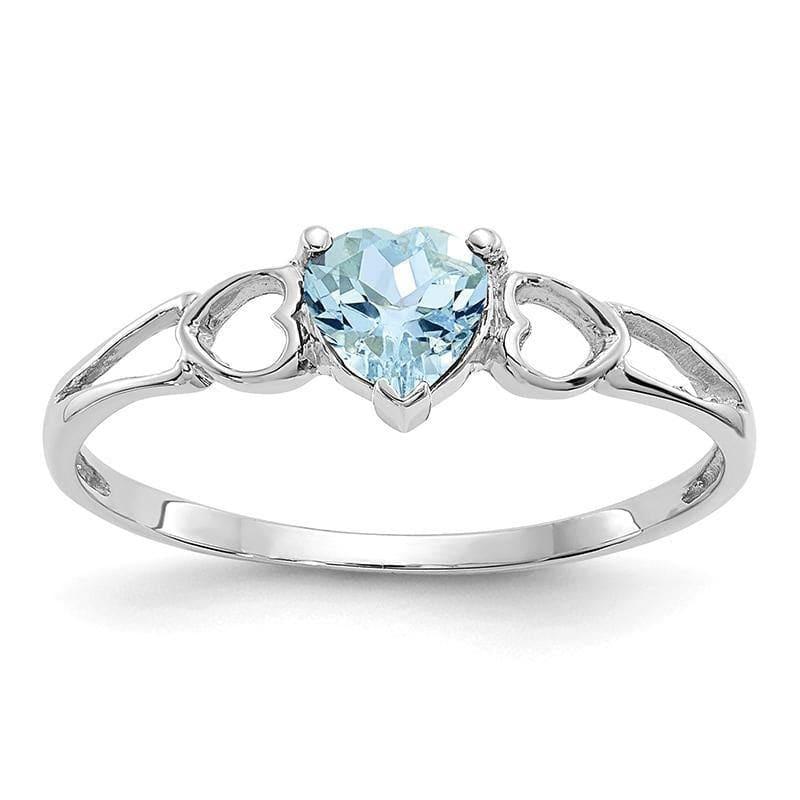 14k White Gold Aquamarine Birthstone Ring - Seattle Gold Grillz