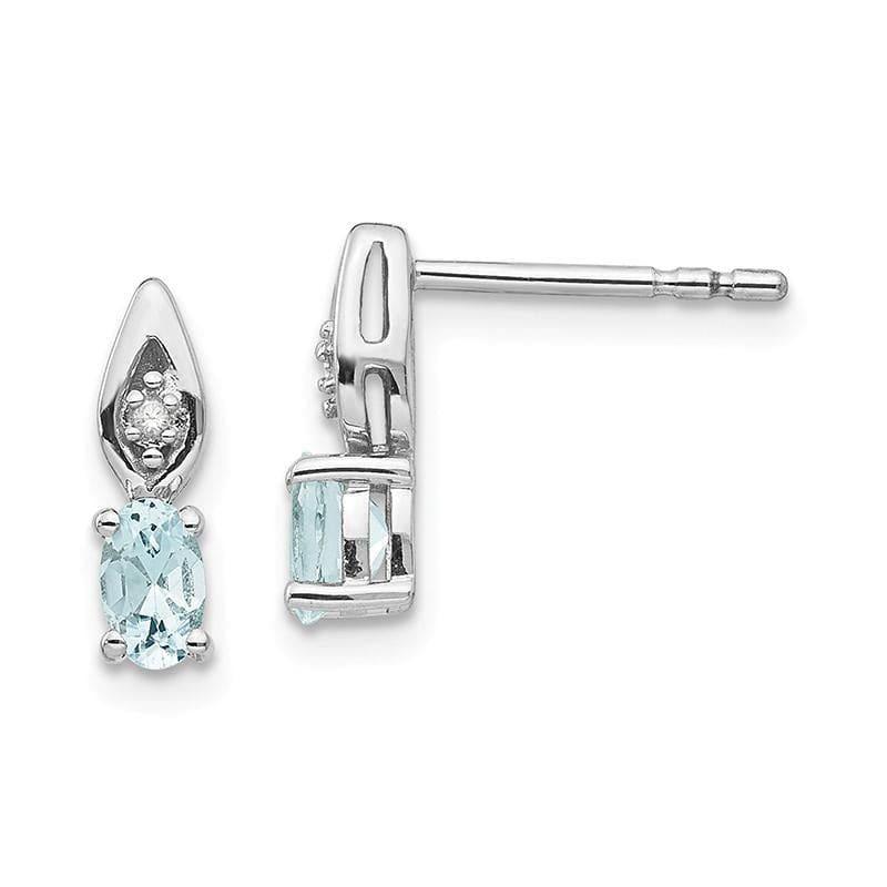 14k White Gold Aquamarine Diamond Earring - Seattle Gold Grillz