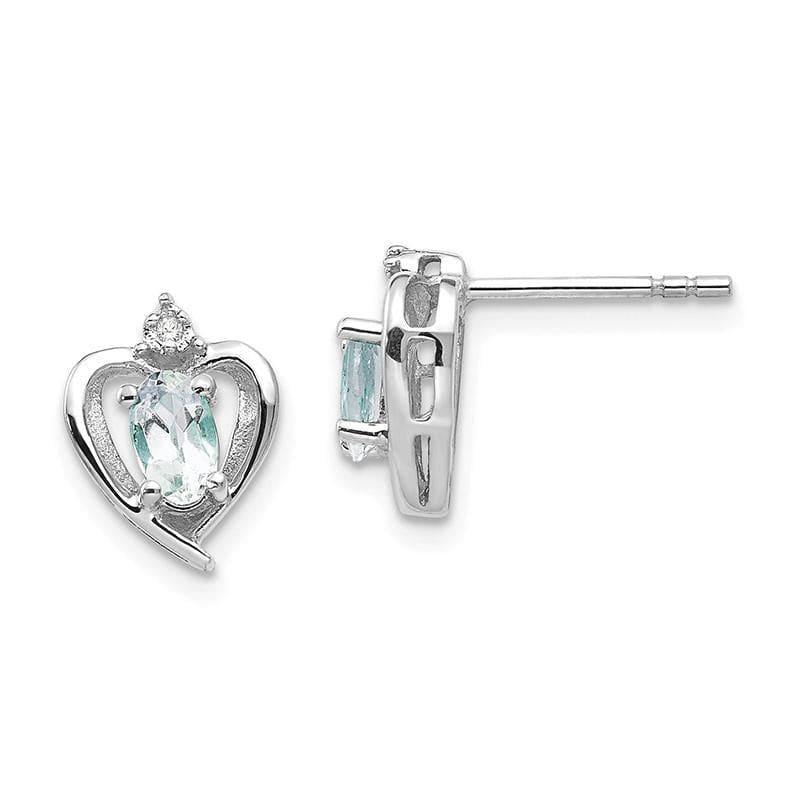 14k White Gold Aquamarine Diamond Earring - Seattle Gold Grillz