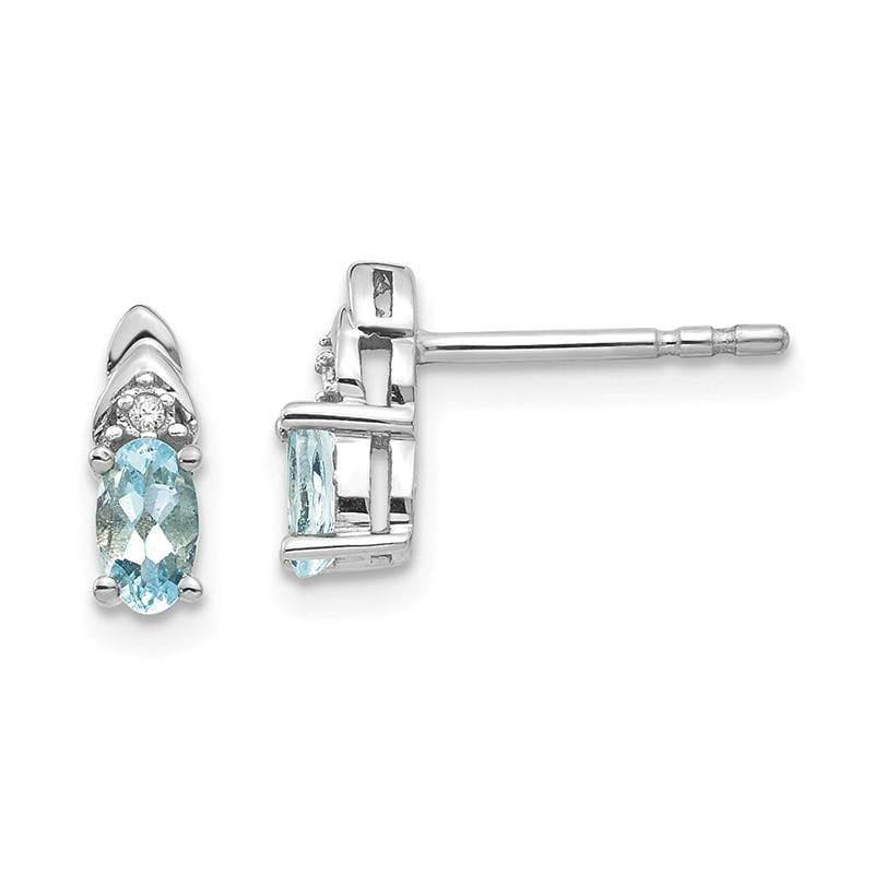 14k White Gold Aquamarine Diamond Earring - Seattle Gold Grillz