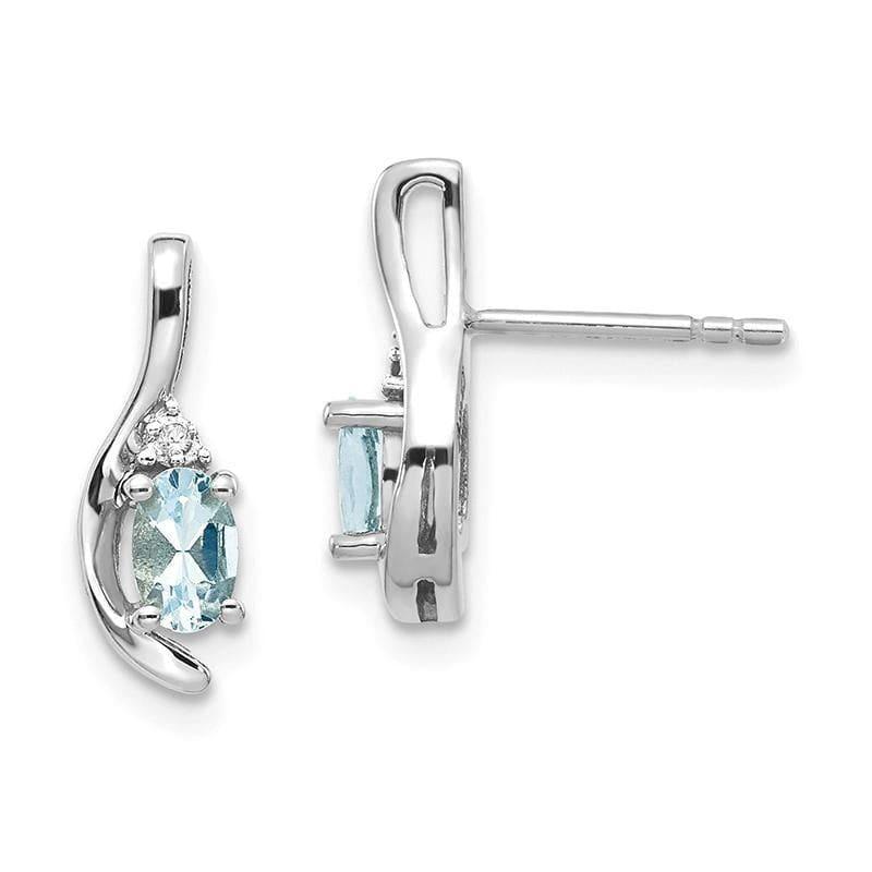 14k White Gold Aquamarine Diamond Earring - Seattle Gold Grillz